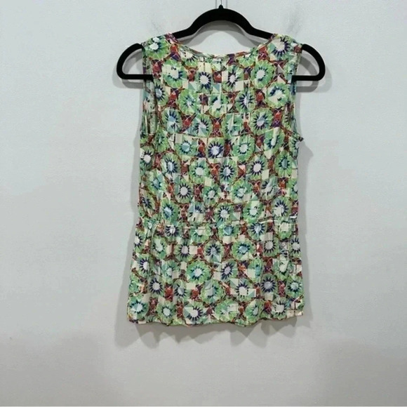 🍁 CAbi #316 Kaleidoscope sleeveless multi color print tie neck blouse Small - Picture 3 of 11